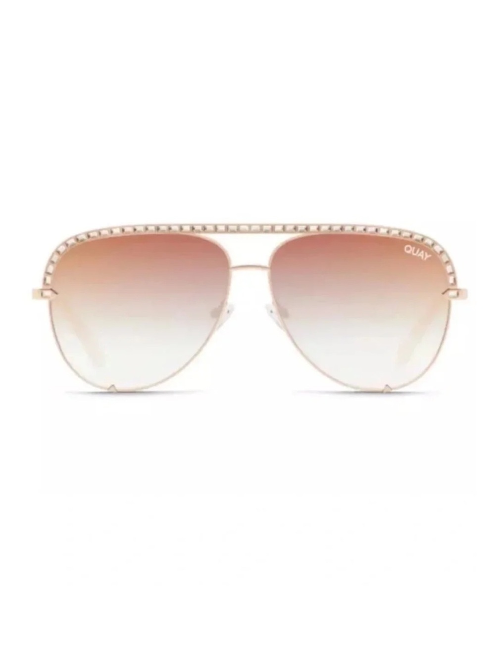 Quay Australia Rose Gold Gradient Aviator Sunglasses with Bling